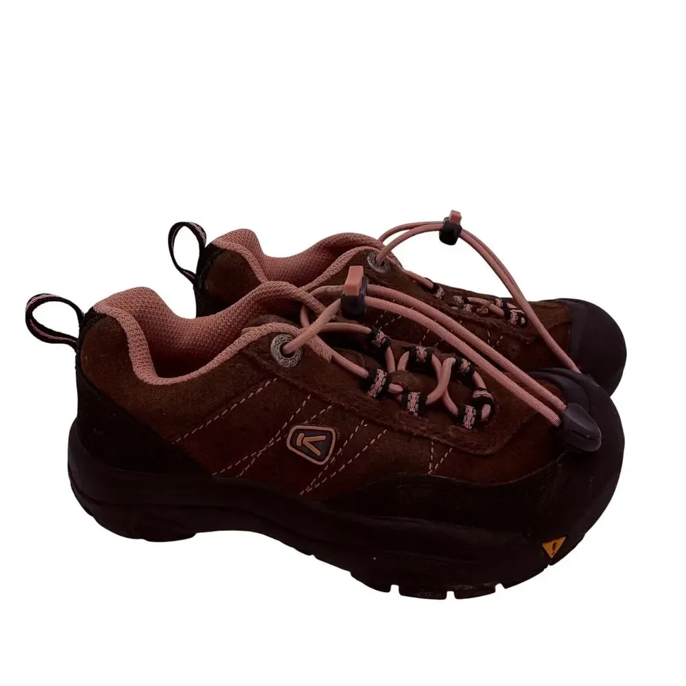 Keen Kids Brown & Pink Leather Hiking Shoes Size 12